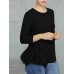 Patchwork Casual Scoop Loose Long Sleeve T-shirt