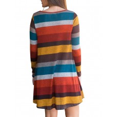 Curve Hem Women's Striped Long Sleeve T-shirt