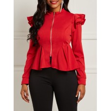 Flounced Sleeves Frill Hem Design Jacket