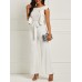 Frill Sleeveless Self-tie Design Jumpsuit