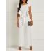 Frill Sleeveless Self-tie Design Jumpsuit