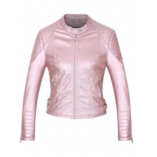 Zipper Slim PU Short Long Sleeves Jackets