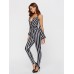 Stripe Off Shoulder Lace-Up Women's Jumpsuit