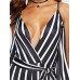 Stripe Off Shoulder Lace-Up Women's Jumpsuit