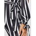 Stripe Off Shoulder Lace-Up Women's Jumpsuit