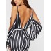 Stripe Off Shoulder Lace-Up Women's Jumpsuit