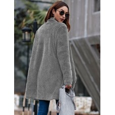 Solid Color Lapel Collar Overcoat